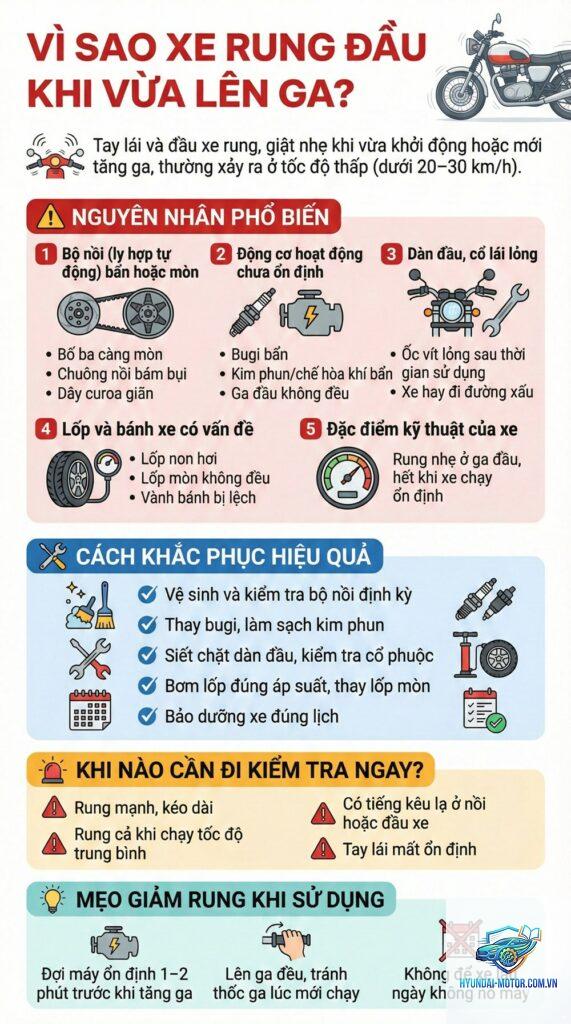 xe máy bị rung khi lên ga