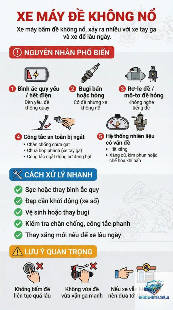 xe máy đề không nổ khi sạc yếu