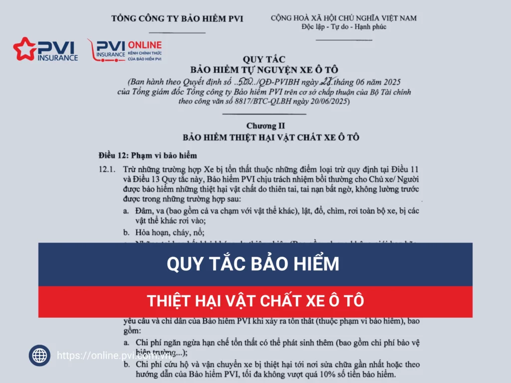 Quy tắc bảo hiểm vật chất xe