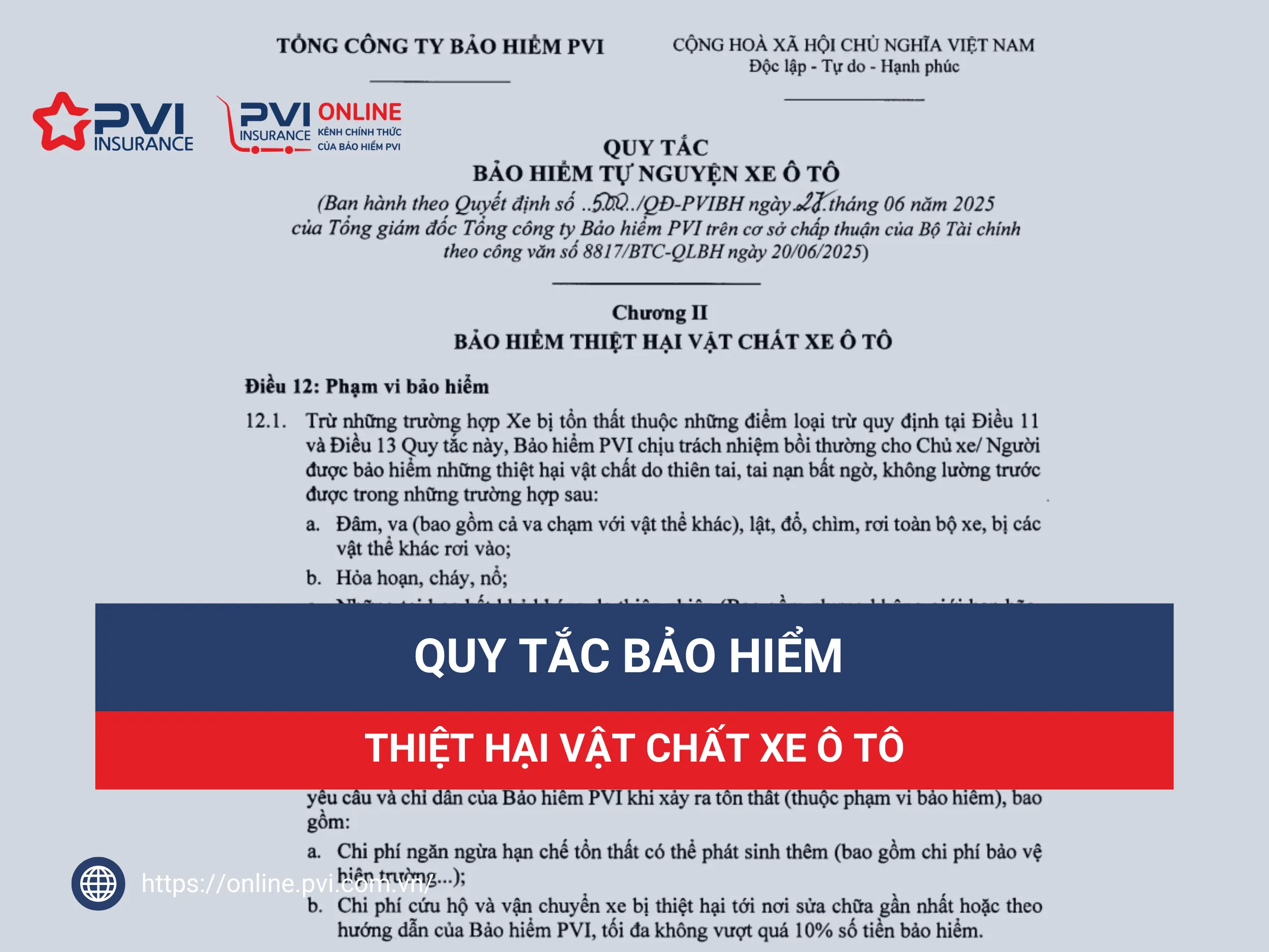 Quy tắc bảo hiểm vật chất xe - Hình 1