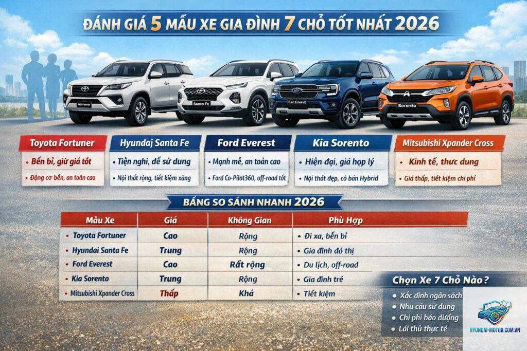 So sánh xe gia đình